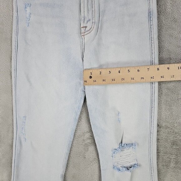 7 For All Mankind Jeans Womens 27 Edie Luxe Vintage Light Blue Distressed Ankle - Picture 13 of 14